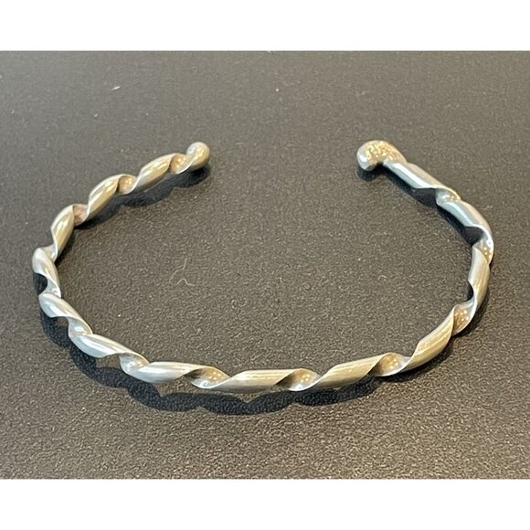 Twisted Sterling Silver Cuff Bracelet 6" Adjustable Vintage Style Minimalist Jew - Picture 6 of 6